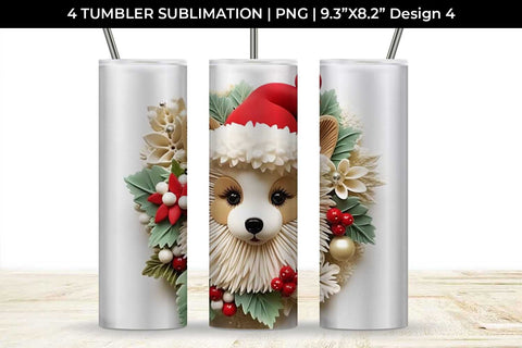 3D Christmas Pomeranian Dog Tumbler Wrap 20 oz Sublimation PNG Bundle Free For Commercial Use Sublimation Sintegra 