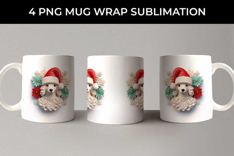 3D Christmas Poodle Dog Mug Wrap Sublimation PNG Bundle Free For Commercial Use Sublimation Sintegra 