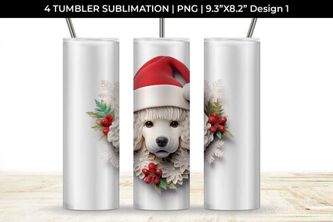 3D Christmas Poodle Dog Tumbler Wrap 20 oz Sublimation PNG Bundle Free For Commercial Use Sublimation Sintegra 