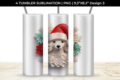 3D Christmas Poodle Dog Tumbler Wrap 20 oz Sublimation PNG Bundle Free For Commercial Use Sublimation Sintegra 