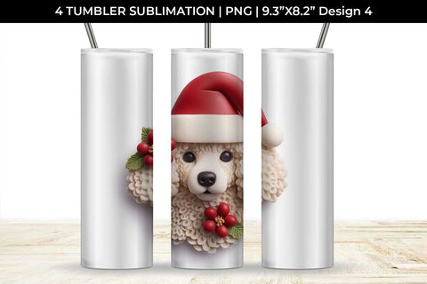 3D Christmas Poodle Dog Tumbler Wrap 20 oz Sublimation PNG Bundle Free For Commercial Use Sublimation Sintegra 
