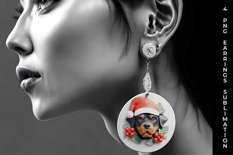 3D Christmas Rottweiler Dog Earrings Sublimation PNG Bundle Free For Commercial Use Sublimation Sintegra 