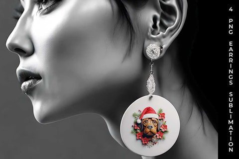 3D Christmas Rottweiler Dog Earrings Sublimation PNG Bundle Free For Commercial Use Sublimation Sintegra 