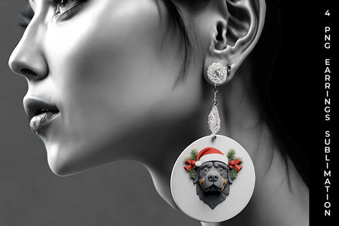 3D Christmas Rottweiler Dog Earrings Sublimation PNG Bundle Free For Commercial Use Sublimation Sintegra 