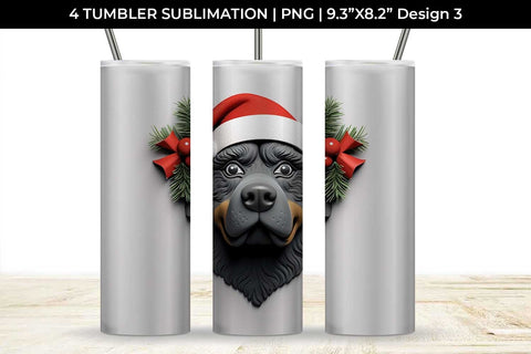 3D Christmas Rottweiler Dog Tumbler Wrap 20 oz Sublimation PNG Bundle Free For Commercial Use Sublimation Sintegra 