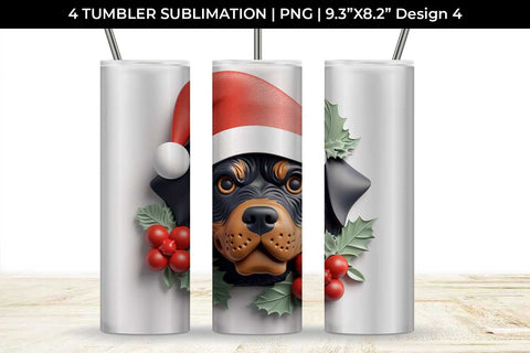 3D Christmas Rottweiler Dog Tumbler Wrap 20 oz Sublimation PNG Bundle Free For Commercial Use Sublimation Sintegra 
