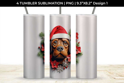 3D Christmas Rottweiler Dog Tumbler Wrap 20 oz Sublimation PNG Bundle Free For Commercial Use Sublimation Sintegra 