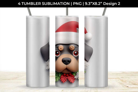 3D Christmas Rottweiler Dog Tumbler Wrap 20 oz Sublimation PNG Bundle Free For Commercial Use Sublimation Sintegra 