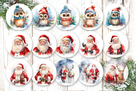 3D Christmas Round Earring Bundle Sublimation Designs Christmas Animals 3D Flowers Sublimation Createya Design 