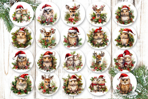 3D Christmas Round Earring Bundle Sublimation Designs Christmas Animals 3D Flowers Sublimation Createya Design 