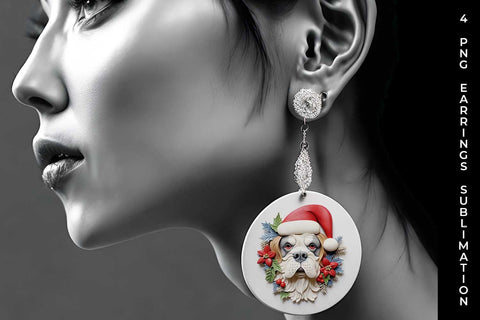 3D Christmas Saint Bernard Dog Earrings Sublimation PNG Bundle Free For Commercial Use Sublimation Sintegra 