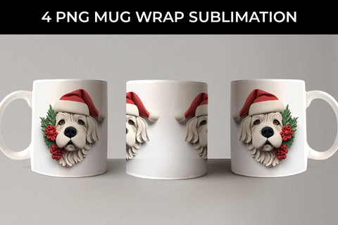 3D Christmas Saint Bernard Dog Mug Wrap Sublimation PNG Bundle Free For Commercial Use Sublimation Sintegra 