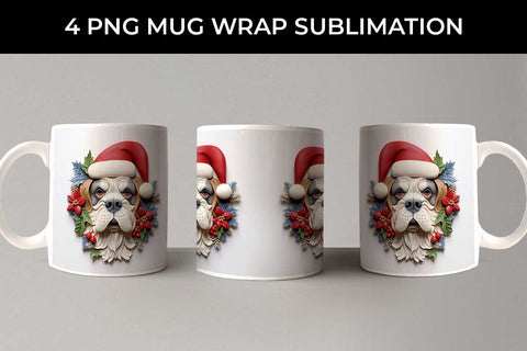 3D Christmas Saint Bernard Dog Mug Wrap Sublimation PNG Bundle Free For Commercial Use Sublimation Sintegra 