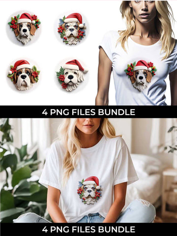 3D Christmas Saint Bernard Dog T-shirt Sublimation PNG Bundle Free For Commercial Use Sublimation Sintegra 