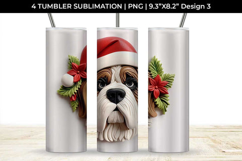 3D Christmas Saint Bernard Dog Tumbler Wrap 20 oz Sublimation PNG Bundle Free For Commercial Use Sublimation Sintegra 