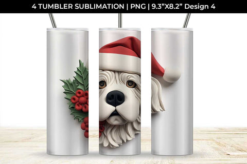 3D Christmas Saint Bernard Dog Tumbler Wrap 20 oz Sublimation PNG Bundle Free For Commercial Use Sublimation Sintegra 