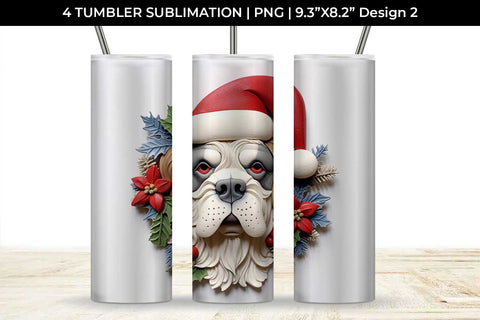 3D Christmas Saint Bernard Dog Tumbler Wrap 20 oz Sublimation PNG Bundle Free For Commercial Use Sublimation Sintegra 
