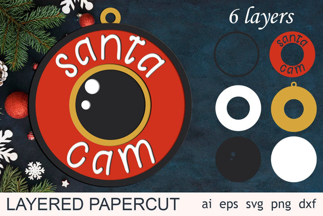 3d Christmas Santa cam, Holiday ornament svg, Layered papercut 3D Paper AnastasiyaArtDesign 