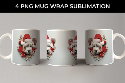 3D Christmas Schnauzer Dog Mug Wrap Sublimation PNG Bundle Free For Commercial Use Sublimation Sintegra 