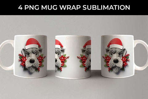 3D Christmas Schnauzer Dog Mug Wrap Sublimation PNG Bundle Free For Commercial Use Sublimation Sintegra 