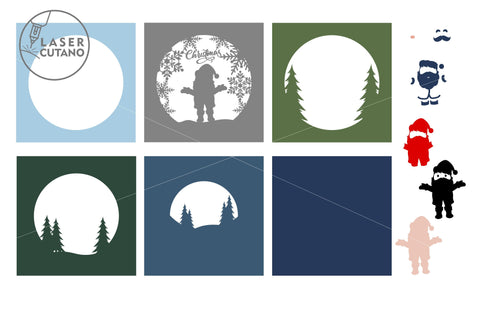 3D Christmas Set For Kids Multilayer Laser Cut Files, Mandala, SVG, 3D Designs, Mini Design Bundles SVG LaserCutano 