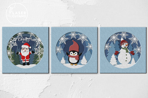 3D Christmas Set For Kids Multilayer Laser Cut Files, Mandala, SVG, 3D Designs, Mini Design Bundles SVG LaserCutano 