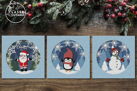 3D Christmas Set For Kids Multilayer Laser Cut Files, Mandala, SVG, 3D Designs, Mini Design Bundles SVG LaserCutano 