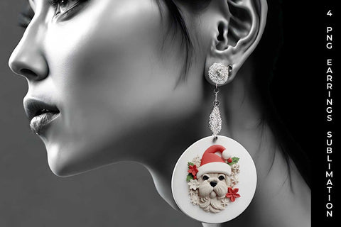 3D Christmas Shih Tzu Dog Earrings Sublimation PNG Bundle Free For Commercial Use Sublimation Sintegra 