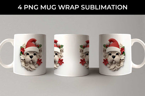 3D Christmas Shih Tzu Dog Mug Wrap Sublimation PNG Bundle Free For Commercial Use Sublimation Sintegra 
