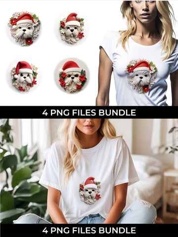 3D Christmas Shih Tzu Dog T-shirt Sublimation PNG Bundle Free For Commercial Use Sublimation Sintegra 