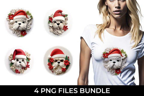 3D Christmas Shih Tzu Dog T-shirt Sublimation PNG Bundle Free For Commercial Use Sublimation Sintegra 
