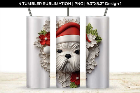 3D Christmas Shih Tzu Dog Tumbler Wrap 20 oz Sublimation PNG Bundle Free For Commercial Use Sublimation Sintegra 