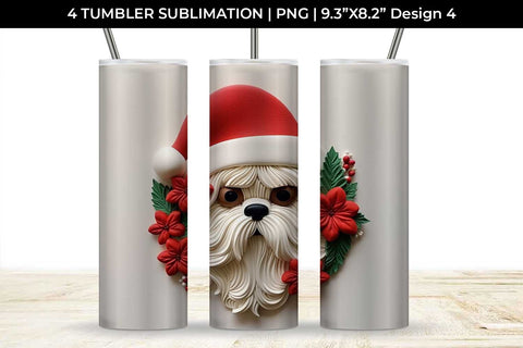 3D Christmas Shih Tzu Dog Tumbler Wrap 20 oz Sublimation PNG Bundle Free For Commercial Use Sublimation Sintegra 