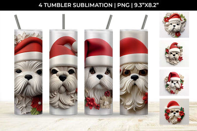3D Christmas Shih Tzu Dog Tumbler Wrap 20 oz Sublimation PNG Bundle Free For Commercial Use Sublimation Sintegra 
