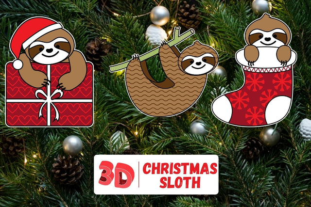3D Christmas sloth SVG Bundle SVG SvgOcean 