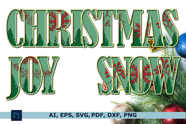 3D Christmas, snow, joy alphabet SVG bundle SVG MD JOYNAL ABDIN 