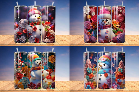 3D Christmas Snowman Tumbler Bundle Sublimation Regulrcrative 