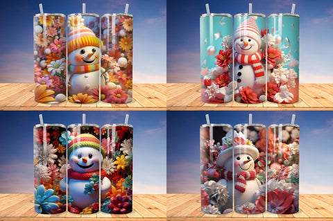 3D Christmas Snowman Tumbler Bundle Sublimation Regulrcrative 