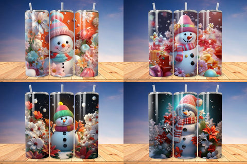 3D Christmas Snowman Tumbler Bundle Sublimation Regulrcrative 