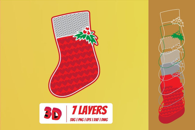 3D Christmas Socks 2 SVG Cut File SVG SvgOcean 
