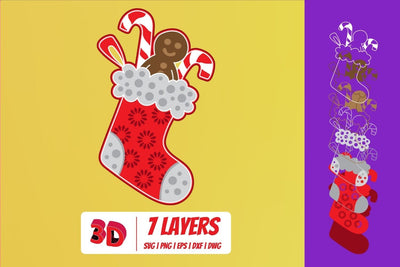 3D Christmas Socks 3 SVG Cut File SVG SvgOcean 