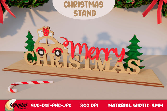 3D Christmas Stand Laser Cut. XMas Decor. Christmas Wooden Stand SVG SVG Evgenyia Guschina 