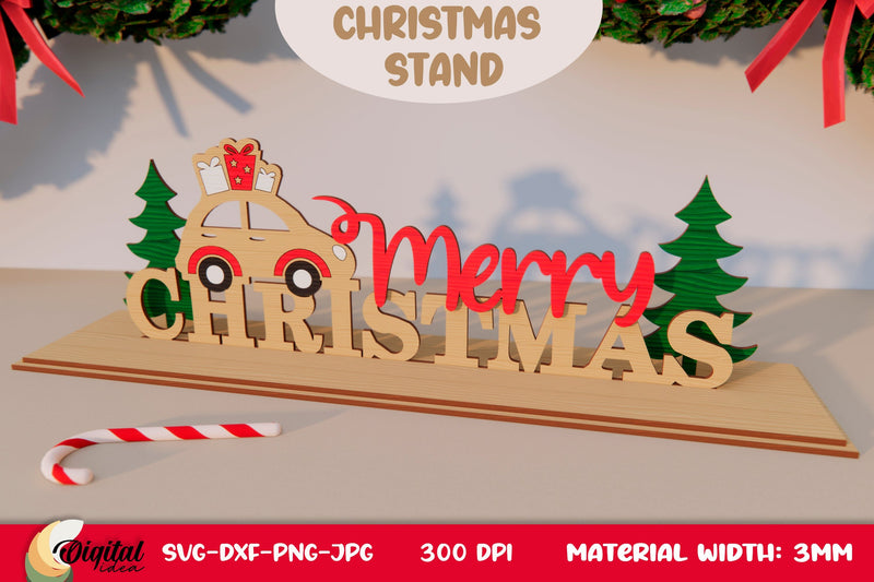 3D Christmas Stand Laser Cut. XMas Decor. Christmas Wooden Stand SVG SVG Evgenyia Guschina 