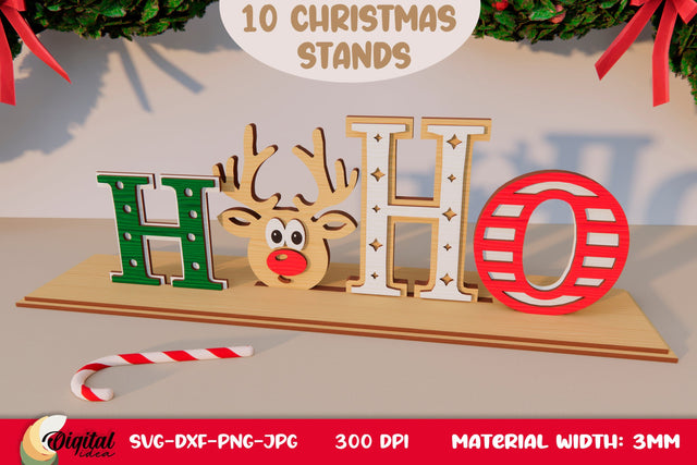 3D Christmas Stand Laser Cut. XMas Decor. Christmas Wooden Stand SVG SVG Evgenyia Guschina 