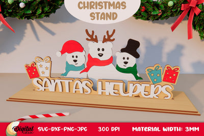 3D Christmas Stand Laser Cut. XMas Decor. Christmas Wooden Stand SVG SVG Evgenyia Guschina 