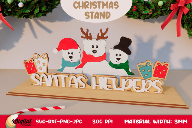 3D Christmas Stand Laser Cut. XMas Decor. Christmas Wooden Stand SVG SVG Evgenyia Guschina 