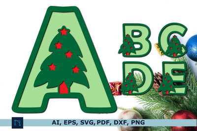3D Christmas tree alphabet SVG bundle SVG MD JOYNAL ABDIN 