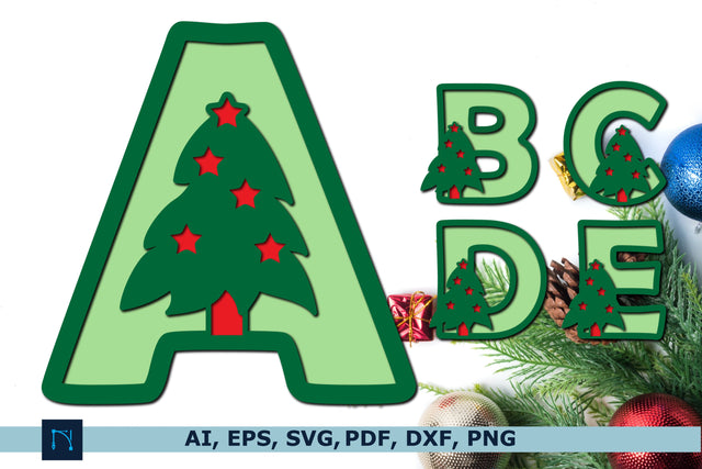3D Christmas tree alphabet SVG bundle SVG MD JOYNAL ABDIN 