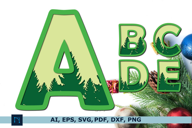 3D Christmas tree alphabet SVG bundle SVG MD JOYNAL ABDIN 