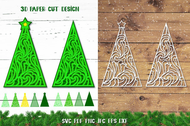 3D Christmas Tree SVG,3D Christmas,Christmas Tree Papercut 3D Paper goodfox86 